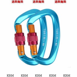 JEELAD カラビナ ナスカン 登山釦 アルミ合金カラビナ 超軽量 キーホルダー 脱落防止 多機能 キャンプ アウトドア 2個 4個 (25KN - ブル