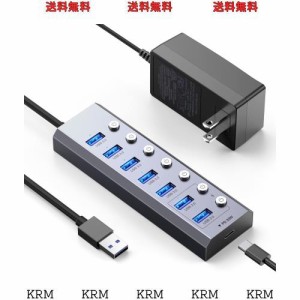 Elecife USB ハブ 8IN1 USB 3.0 Hub 7ポート+ 1USB C PD急速充電ポート 2023 改良 5Gbps高速 USB拡張 USBポート 増設 セルフパワー/バス