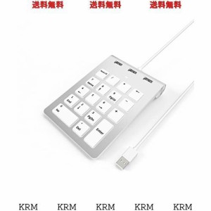 テンキー 有線 USBハブ付き テンキーボード 3つUSB2.0ポート 18キー USBケーブル一体型数字キーパッド PC | ラップトップ | Mac用 外付け