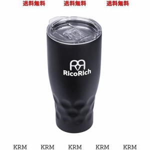 真空断熱タンブラー ふたつき ステンレス 二重構造 900ml ブラック RR RicoRich (RRWB11-BK-N)