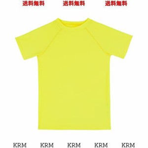 [TIZAX] ラッシュガード キッズ 子供 学校 Tシャツ 半袖 水着 UVカット 水陸 両用 男の子 女の子 プールグッズ UPF50+（レモンイエロー，
