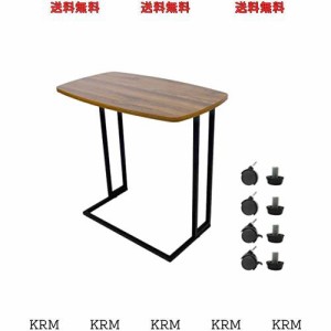 MONCOT サイドテーブル コの字型 キャスター付き ソファーサイド ベッドサイド テーブル スリム 角丸加工 簡単組み立て 木製天板 オシャ