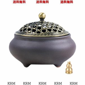 NGE香炉 お香立て 陶器 真鍮の蓋付き おしゃれ シンプル 難燃綿と香立てつき アロマ・コーン・スティック線香に対応 手入れ簡単 アジアン