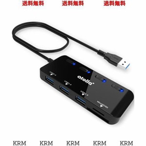 atolla SDカードリーダー USB3.0 カードリーダー USBハブ 5-in-1 USB3.0ポート+SD＆TF/microSDカードリーダー 同時読み書き【microSDXC/m