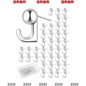 40個入 画鋲 フック おしゃれ ピンフック 目立たない 石膏ボード フック 跡が残らない 釘フック 壁 傷つけない 耐荷重約5kg 銀 金属 錆び