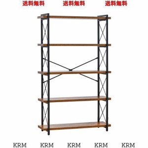 HCHQHSラック オープンシェルフ 収納 おしゃれ 本棚 キッチン 幅90cm 5段 リビング 木目調 組立簡単 ディスプレイ スチールラック 古木色