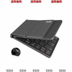 Ewin Bluetooth 新型 キーボード 折りたたみ式 超軽量 薄型 レザーカバー 手帳型 ワイヤレスキーボード USB 薄型 IOS/Android/Windows に