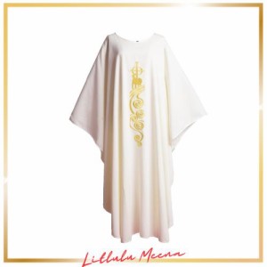 BLESSUME コスプレ 男女兼用 神父や牧師 キリスト教会 小さなドレス 仮装 変装 刺繍 (White1)
