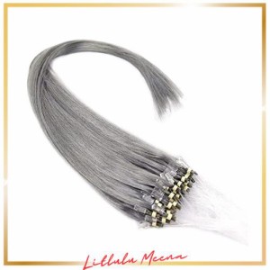 ALISY 人毛 ring loop hair チップエクステ レミーエクステ カラー ウィッグ エクステンション 50本 (16inch, grey)