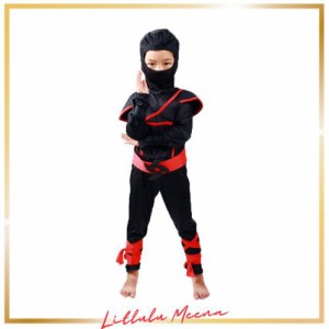 [MUXIU] 忍者 ハロウィン 仮装 男の子 コスプレ 憧れの忍者になれる 子供 パーティー イベント 演出服 スーツ タトゥーシール 6点セット 