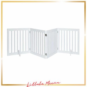 unipaws 木製犬用ゲート、折り式バリア、ペット用家具フェンス 、白い