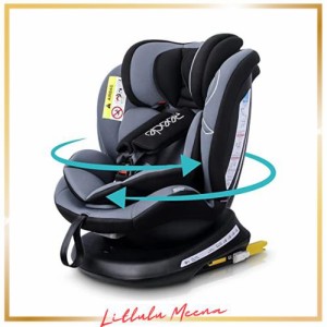 Reecle チャイルドシート 360° 回転式 新生児~12歳頃 (0-36kg) ISOFIX対応 シートベルト固定 (黒)