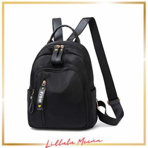 [manukori] ミニリュック レディース 小さめ リュックサック 女の子 ナイロン 軽量 人気 大容量 ladies bag (black)