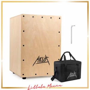 AKLOT カホン, ボックスドラム Cajon 木製 パーカション 打楽器 ケース付き 内部調節可能なスネア 初心者・プロ (35.5*25.4*25.4cm)