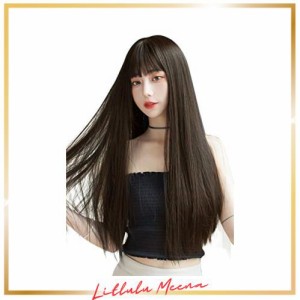 FESHFEN ウィッグ ロング ストレート かつら フルウィッグ 自然 女装 ウィッグ レディーズ wig 原宿系 カツラ ぱっつん ファッション 日