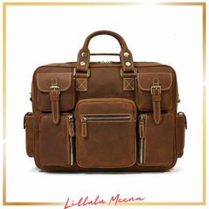 [Luufan] 本革 ブリーフケース 大容量 メンズ ビジネスバッグ 15.6インチPC対応 機能性 手提げバッグ 牛革 耐久 旅行鞄 ショルダーバッグ