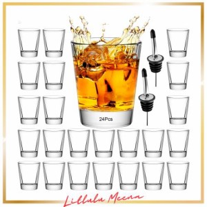 ショットグラス24個- 60ml ショット グラス クリアグラス、ミニグラス、ヘビーベース ウイスキー、テキーラ、ウォッカ、リキュール、エス