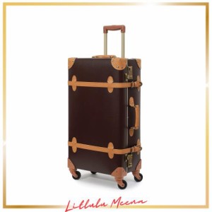 [urecity] スーツケースかわいい クラシック キャリーケース かわいいランキング レトロ クラシック 静音 軽量 (ブラウン, Lサイズ(24” 