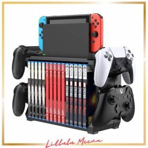 多機能縦置きスタンド for Switch Xbox PS4 PS5 15枚ゲームソフト収納 大容量 Switch/PS4/PS5/Xbox コントローラー ゲームヘッドセット 