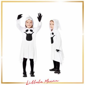 [JUNDOMECY] ハロウィン 衣装 子供 ゴースト コスプレ 女の子 おばけ 可愛い 面白い 怖い 仮装 ホワイト 幽霊 キッズ コスチューム ワン