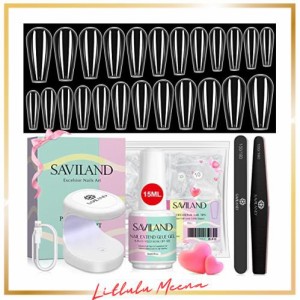 Saviland ネイルキット ネイルチップキット 500pcsネイルチップ グルージェルキット ネイルドライヤー付き 4 in 1ネイルグルージェル 初