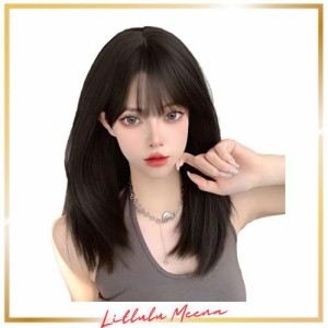 Limakaraウィッグ セミロング ストレート 黒 黒髪 ロング ミディアム フルウィッグ ロリータ wig コスプレ サラサラ ぱっつん 女性 小顔 