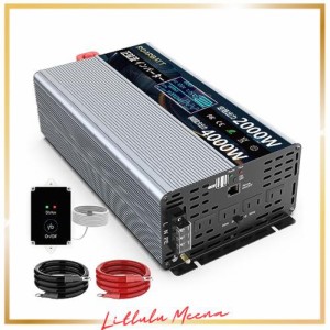 ROARBATT 12V 2000W インバーター 正弦波 瞬間最大4000W DC12VをAC100に変換 リモコン付き 50/60Hz切替可能 ACコンセント×4、USBソケッ