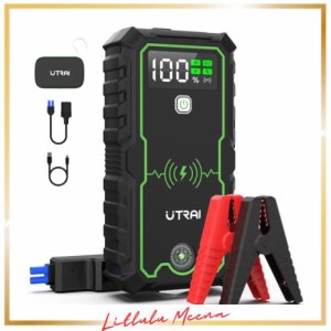 UTRAI オートバイ対応 ジャンプスターター 12V車用 エンジンスターター グリーン 大容量27000mAh ピーク電流3600A ワイヤレス充電対応 車