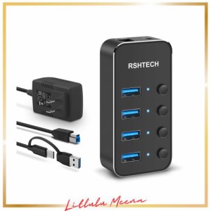 【2023アップグレード版】RSHTECH USBハブ 電源 2 in 1 ケーブル 付き4ポート TypeC USB Hub 3.0 アルミ製 5Gbps高速転送 セルフパワーと