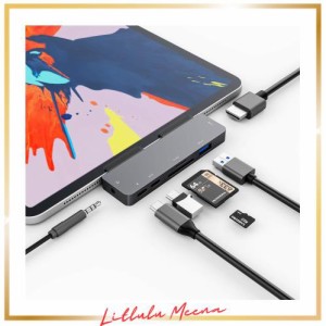 3XI iPad Pro 2020 2018 USB C ハブ 7in1 iPad Air 4 ハブ 4K HDMI 出力 60W PD充電 USB3.0 ハブ SD/TFカードリーダー 3.5mm ヘッドホン