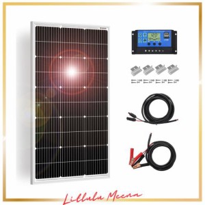 DOKIO 高効率 ソーラーパネル 100w 18v 単結晶 多種多様の部品 自作の太陽光発電に適応な小型・家庭用太陽光パネル 12v バッテリー充電用