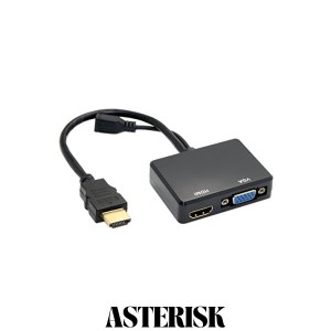 JSER HDMI - VGA ＆ HDMI メススプリッター オーディオビデオケーブル変換アダプター HDTV PCモニター用