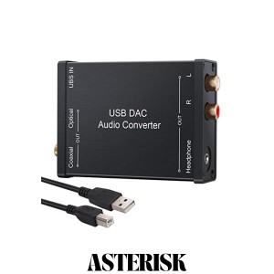 LiNKFOR USB DAC 音声変換機 USB入力 光 同軸 RCA 3.5ｍｍヘッドフォン出力 USBサウンドカード USBケーブル付属 Windows XP/Mac OS-X /PS