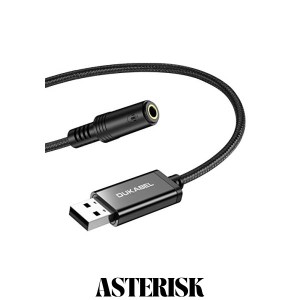 DuKabel 1.2M USB外付け サウンドカード usb イヤホンジャック 変換 USBポート-4極（TRRS） USB オーディオ変換アダプタ 3.5mm ミニ ジャ