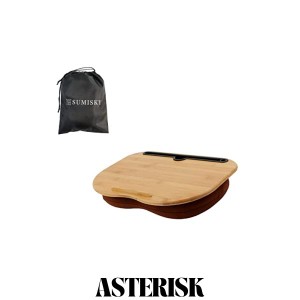 SUMISKY 膝上テーブル ラップトップデスク 持ち運びポーチ付き 枕 クッション 天然竹製 タブレット パソコンデスク (38x28cm ポーチ付き)