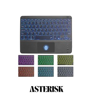 Bluetoothキーボード タッチパッド付 7色バックライト搭載 USB充電 極薄 タブレットキーボード 汎用 軽量 携帯便利 コンパクト テンキー