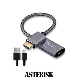 Elebase HDMIオス-USB-Cメスケーブルアダプター マイクロUSB電源ケーブル付き HDMI入力からUSB Type C 3.1出力コンバーター 4K 60Hz Thun