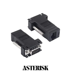 Poyiccot VGA to RJ45アダプタ、 VGA オス to RJ45 メス変換アダプタ LANケーブルCat5/ Cat6 to VGA延長アダプタ VGA-LAN変換アダプタ（2