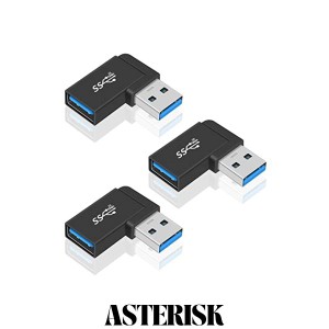 Poyiccot USB 3.0 延長 L型アダプタ 、USB L字 USB L型アダプタ、USB 変換アダプタ L字 (タイプAオス- タイプAメス）左右90° 方向変換 