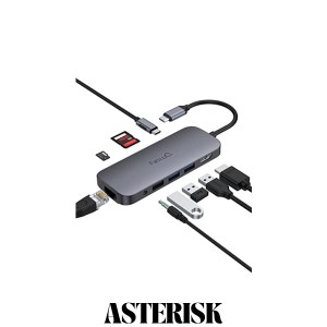 USB Cハブ: NewQ 9-in-1 USB-Cアダプター 100W PD 4K HDMI 3*USB A 5Gbps SD/MicroSDリーダー オーディオジャック ギガビットイーサネッ