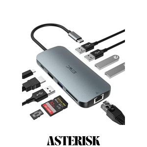 JESWO 10-in-1 USB C ハブ アダプタ 4K@60Hz HDMI出力 100W PD急速充電 3*USB 3.0ポート 2*USB 2.0ポート ギガビットイーサネット LAN ポ