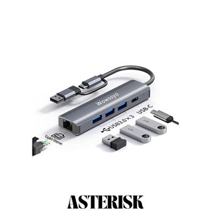 【2023高機能版】 USBハブ 5-in-1 USBタイプCハブ ドッキング変換アダプター [ 1Gbpsイーサネット/ Type-C/ 3X USB 3.0] MacBook Pro Air