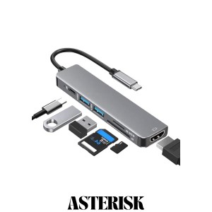 USB ハブ USB Cハブ USB ウルトラスリム 6-in-1 マルチポート USB ハブ Type-C 100W PD 急速充電 4K HDMI Micro SD/USB-C usb hub 交換ア