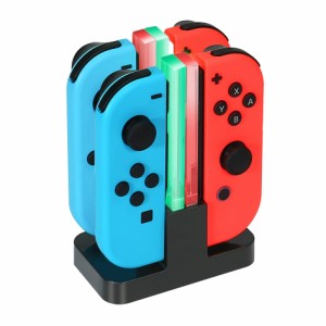 INNVO Power Dock - ジョイコン 充電器, 4 in 1 switch コントローラー 充電ドック， 最大4台のゲームパッドの同時充電に対応 黒