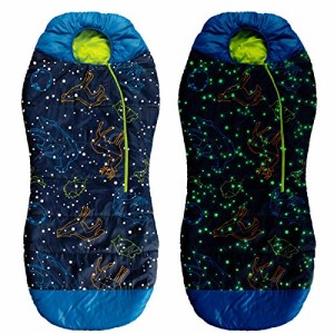AceCamp キッズ 寝袋 子供 寝袋 バネ、秋、冬 シュラフ マミー型 子供用 寝袋 蓄光 暗い所で光る -1℃ コンパクト 軽量 収納簡単 アウト