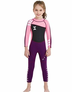 ウェットスーツ 子ども用 2.5mm フルスーツ 長袖 マリンスポーツ ダイビングスーツ 女の子 Sサイズ ピンク