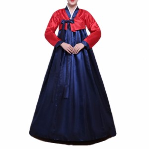 [メーカー] 女性 韓国民族衣装 韓服 コスプレ 化？舞会派？装扮 (XL, レッド+ブルー)