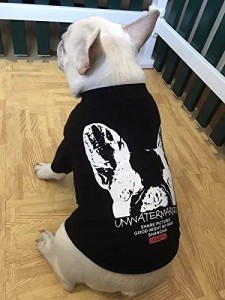 【Bunlifestyle】犬 服 Tシャツ フレンチ ブルドッグ パグ ペット衣類 おしゃれ (XL, 黒)