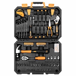 DEKO 128点 ホームツールセット 工具セット 家庭用 日曜大工 DIYセット 作業工具セット 家具の組み立て 住まいのメンテナンス用 修理道具