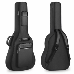 アコースティック ギター ギグバッグ 40-41インチ用 ギターケース 8mm スポンジ ギターソフトケース 楽器バッグ 軽量 厚い肩 大容量ポケ